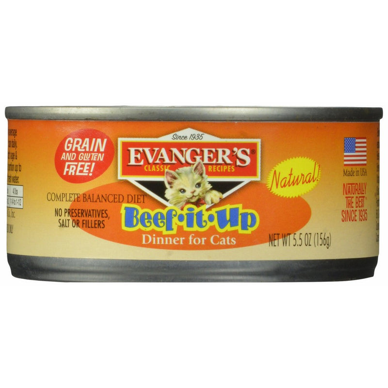 EVANGER'S 776415 24-Pack Natural Classic Beef It Up Dinner for Cats, 5.5-Ounce