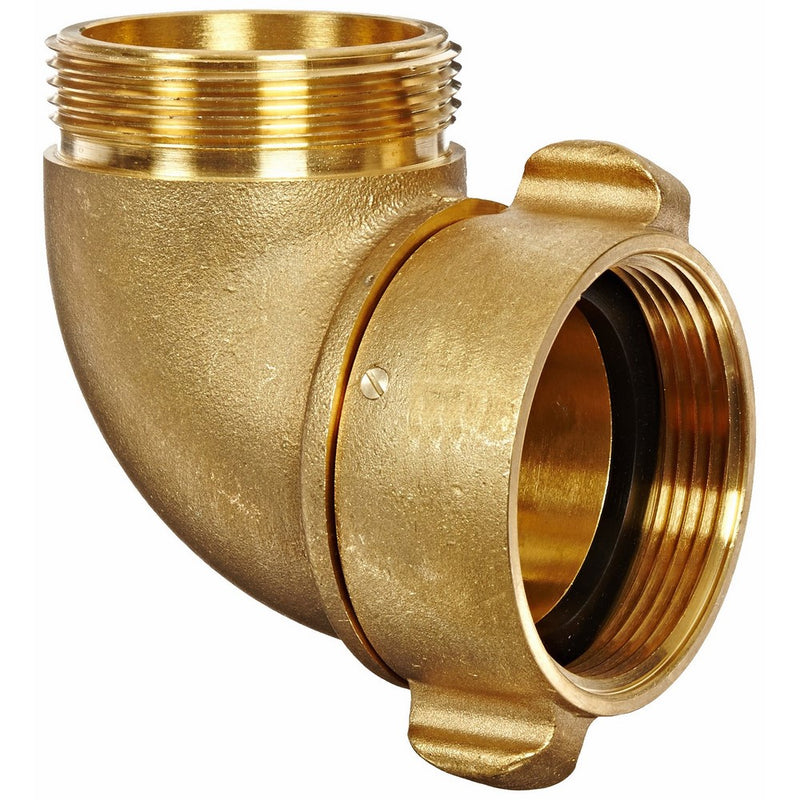 Dixon Valve RSE90250F Brass Fire Equipment, 90 Degree Angle and Suction Elbow with Rocker Lug, 2-1/2" NST (NH) Female x 2-1/2" NST (NH) Male