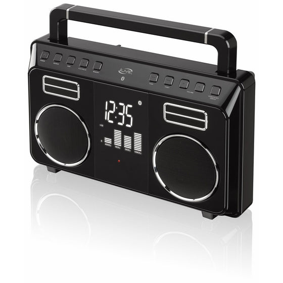 iLive iBB683B Retro Bluetooth Portable Boombox with Digital FM Radio