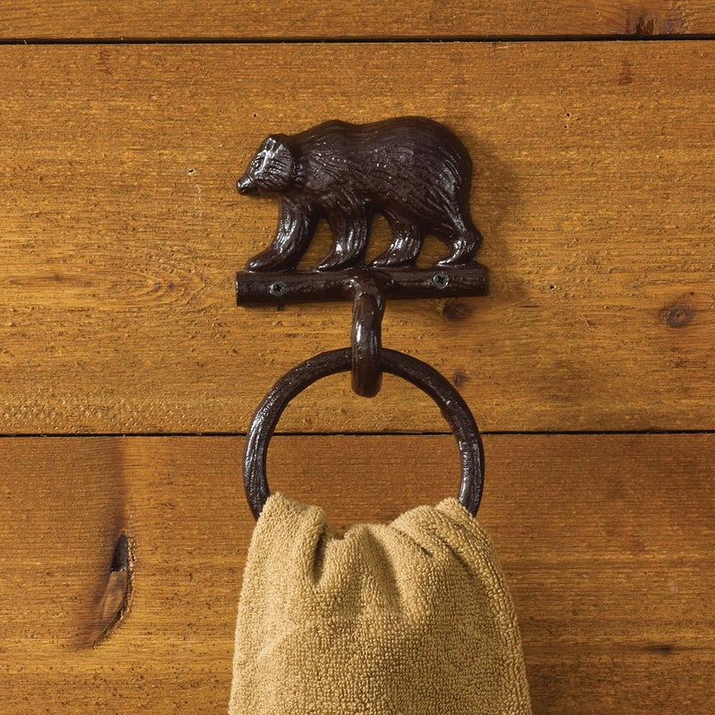 Park Designs Rustic Cast Bear Towel Ring Lodge Decor