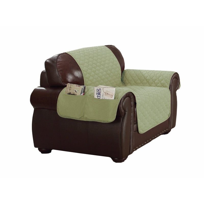 QuickFit Duck River Textiles Reynold Reversible Water Resistant Chair Cover In Sage/Chocolate (with Pockets!), Geometric