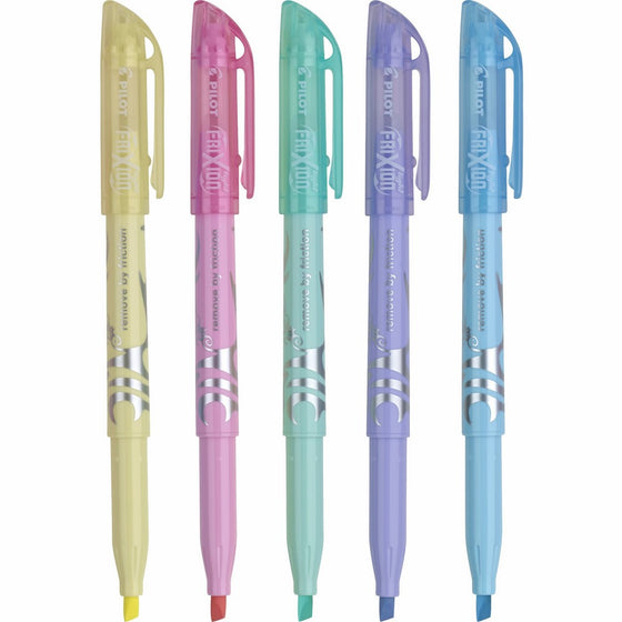 Pilot FriXion Light Pastel Collection Erasable Highlighters Set of 5 Yellow Pink Green Purple Blue; Too Much, or The Wrong Color Highlighted No Need To Stress with America's #1 Selling Pen Brand