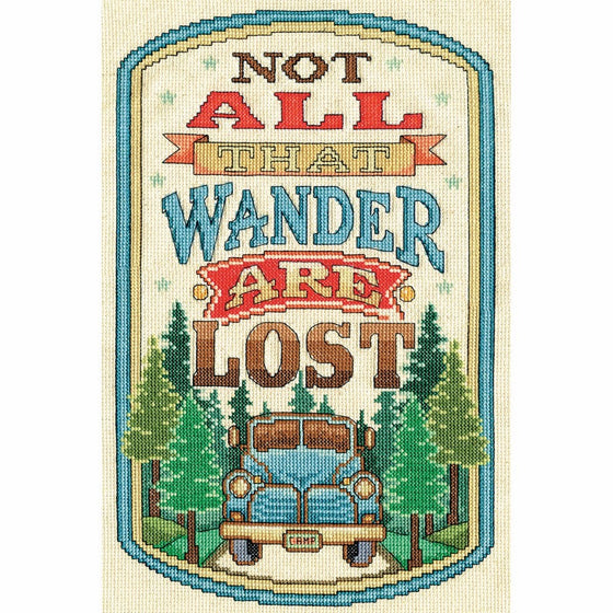 Tobin 2900 14 Count All That Wander Counted Cross Stitch Kit, 8" by 12", Multicolor