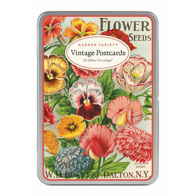 Cavallini Garden Variety, 12 Postcards per Tin