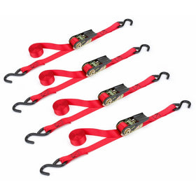 Highland 9210500 10' Red Ratchet Tie Down with Hooks - 4 pack