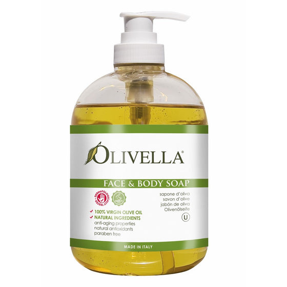 Olivella Face and Body Soap Made from Italian Virgin Olive Oil, Net 16.9 Fl. Oz.