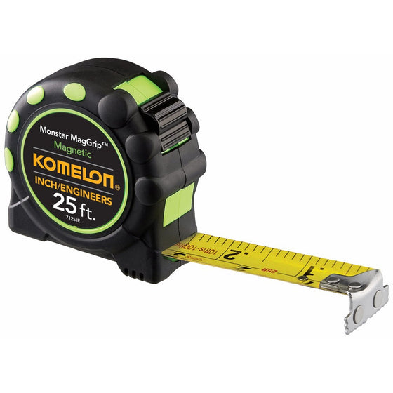 Komelon 7125IE Monster MagGrip Inch/Engineer Scale 25-Foot Measuring Tape with Magnetic End