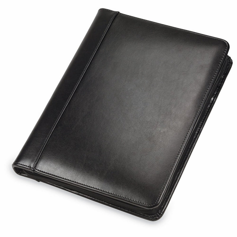 Samsill Regal Executive Leather Padfolio / Portfolio, Wraparound Zipper Closure, Interior 10.1” Tablet Sleeve, 8.5 x 11 Writing Pad, Black