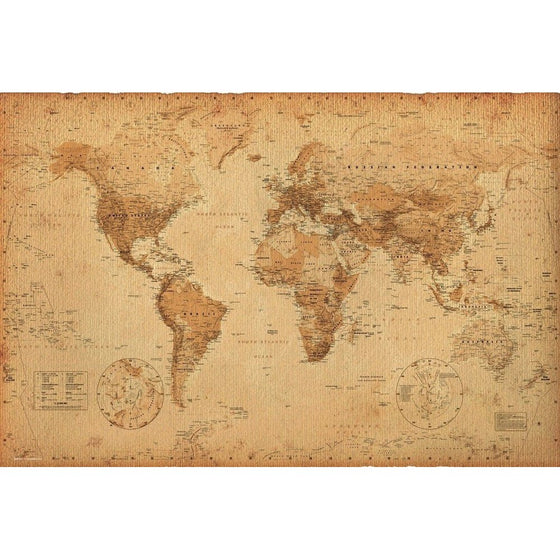 World Map (Antique) Art  24x36 Poster