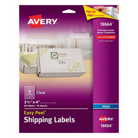 Avery Matte Frosted Clear Address Labels for Inkjet Printers, 3-1/3" x 4", 60 Labels (18664)