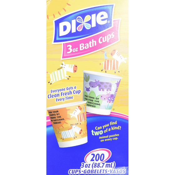 Dixie Bathroom Cups, 3 oz 200 ea, Assorted designs