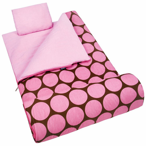 Sleeping Bag, Wildkin Children's Original Sleeping Bag with Pillowcase and Storage Bag, Premium Cotton & Microfiber Blend Exterior, 100% Cotton Flannel Interior, Ages 5, Big Dot Pink