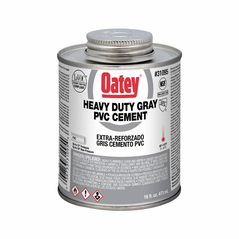 Oatey 31095 PVC Heavy Duty Cement, Gray, 16-Ounce