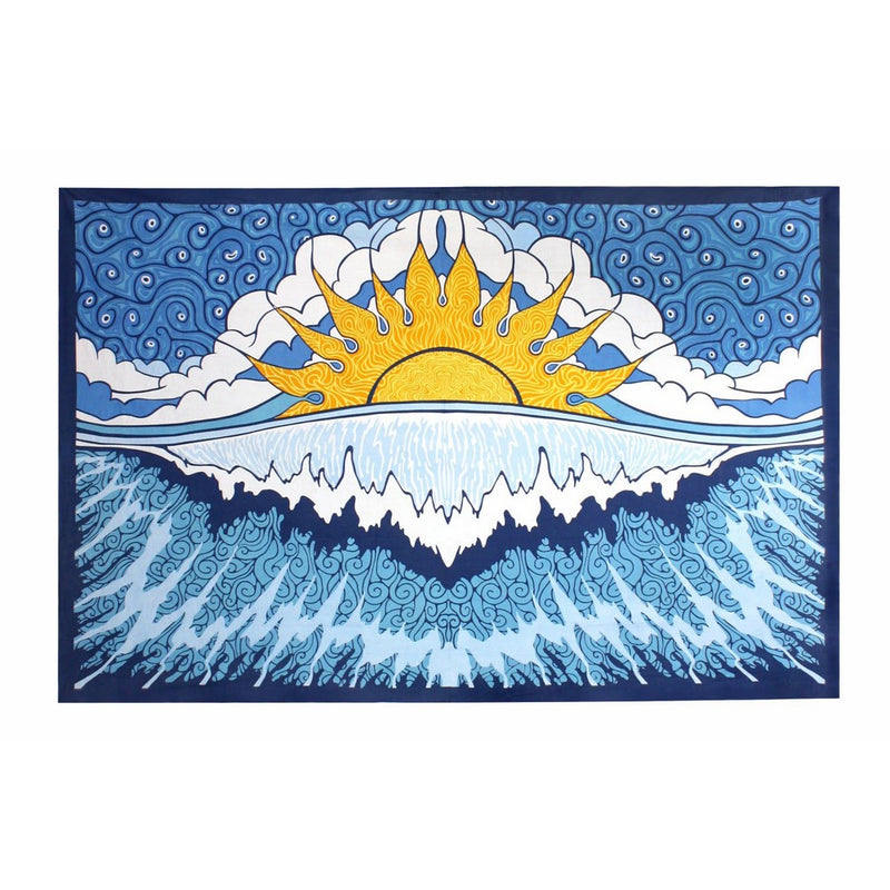 Sunshine Joy Sun Wave Surf Tapestry Tablecloth Beach Sheet Wall Art 60x 90 Inches - Classic