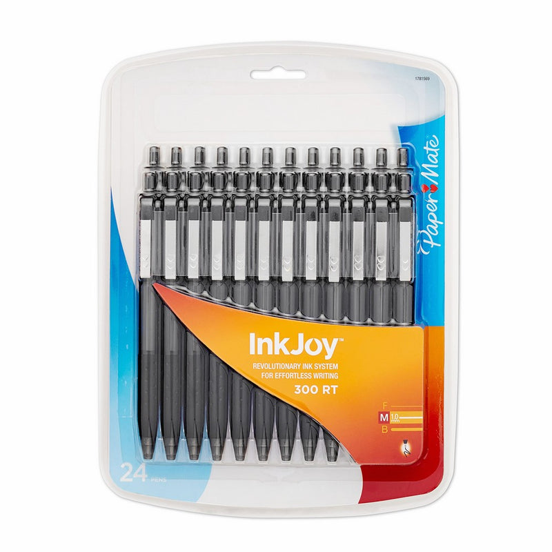 Paper Mate InkJoy 300RT Retractable Ballpoint Pen, Medium Point, 24/Pack, Black (1781569)