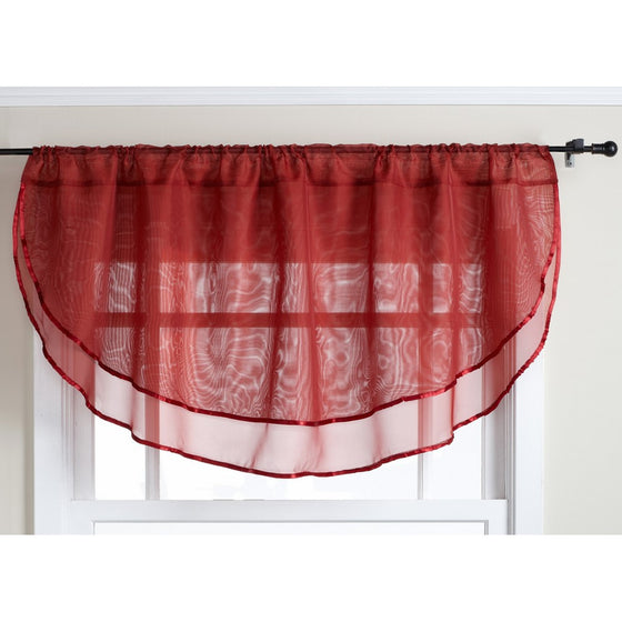 Stylemaster Elegance 60 by 24-Inch Sheer Voile Ascot Valance, Claret