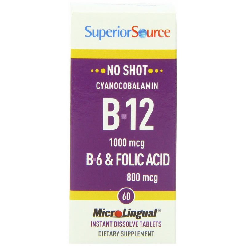 Superior Source B12/B6 /Folic Acid Multivitamin, 1000 mcg/2 mg/800 mcg, 60 Count