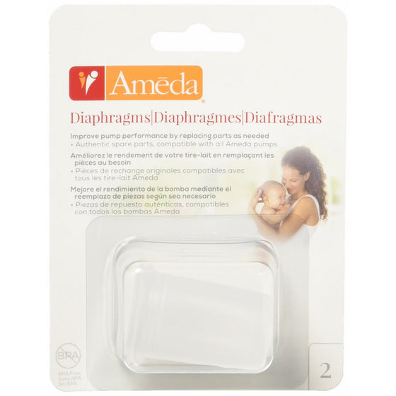 Ameda Silicone Diaphragms Clear 2 Count, Replacement Diaphragms Compatible with Ameda Breast Pumps and Ameda HygieniKits, Maintain Pump Performance, BPA Free DEHP Free