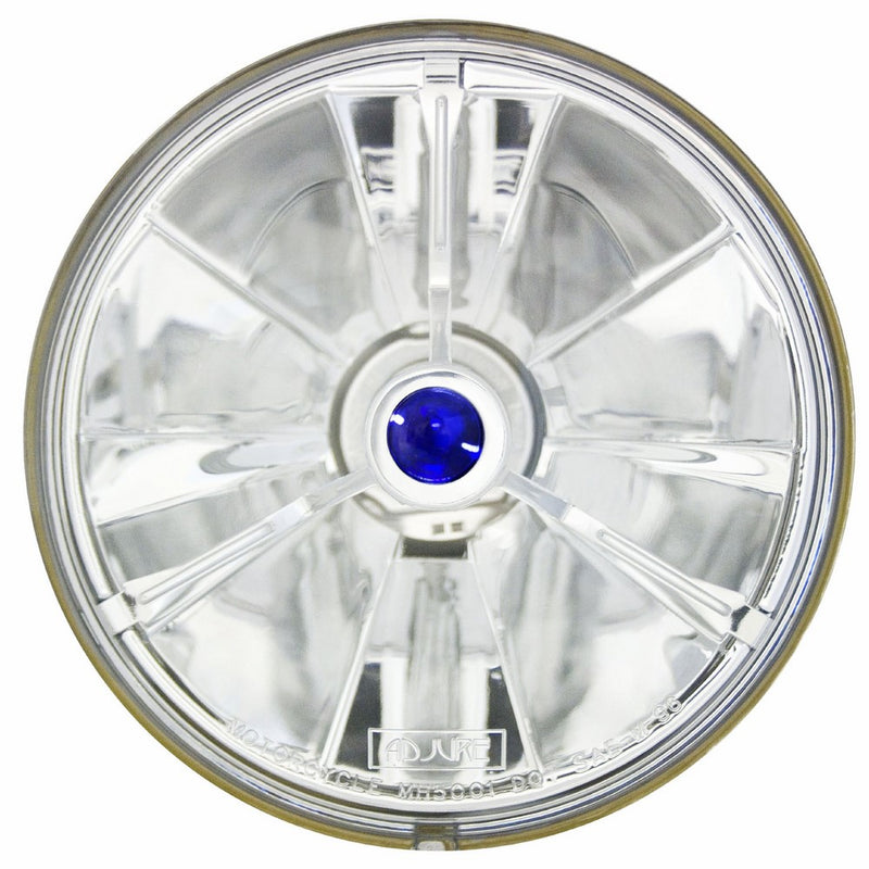 Adjure T50703 5-3/4" Pie Cut Blue Dot Tri-Bar Motorcycle Headlight with H4 Bulb