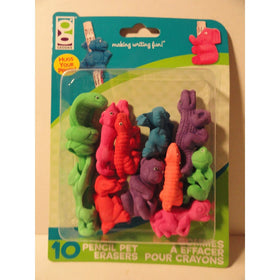 10 Pencil Pet Erasers - They Hug Your Pencil