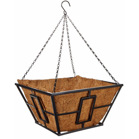 panacea products corp-import 87850 14" , Black, Square Contemporary Style Hanging Basket