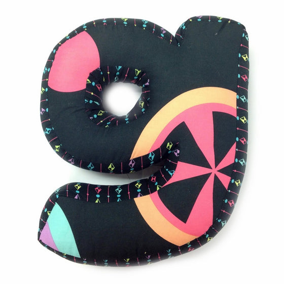 One Grace Place Magical Michayla Letter Pillow "G", Black, Purple and Turquoise