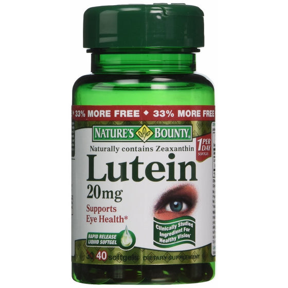 Nature's Bounty Lutein 20mg, 40 Softgels (Pack of 4)