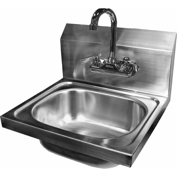 ACE Wall Mount Stainless Steel Hand Sink with No Lead Faucet and Strainer, 15-3/4 by 15-Inch