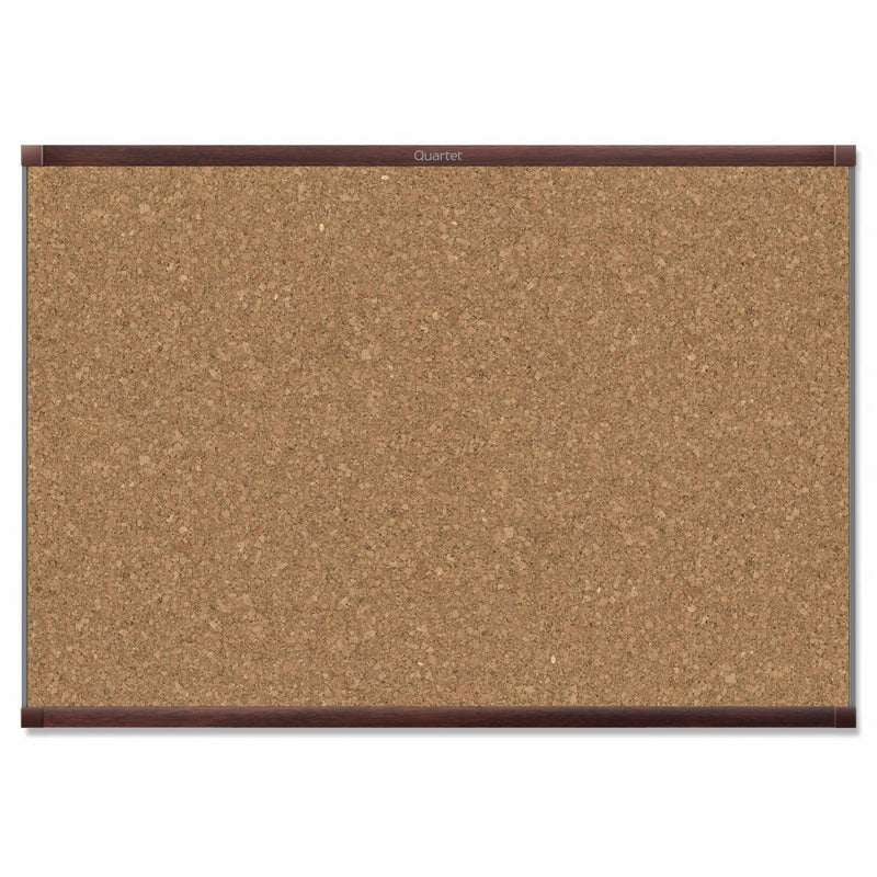 Quartet Prestige 2 Magnetic Cork Bulletin Board, 4' x 3', Mahogany Finish Aluminum Frame (MC244MP2)