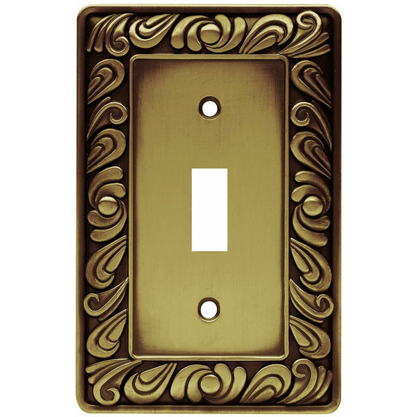 Franklin Brass 64049 Paisley Single Toggle Switch Wall Plate/Switch Plate/Cover, Tumbled Antique Brass