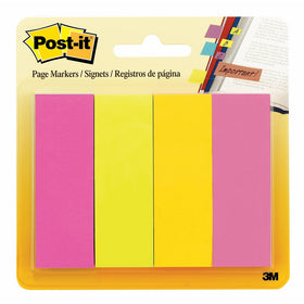 Post-it Page Markers, Assorted Colors, 1 in x 3 in, 50 Sheets/Pad, 4 Pads/Pack (671-4AU)