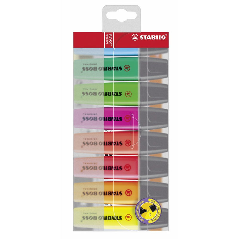 Stabilo BOSS Original Highlighter, 2mm 5mm Tips - 8-Color Wallet Set