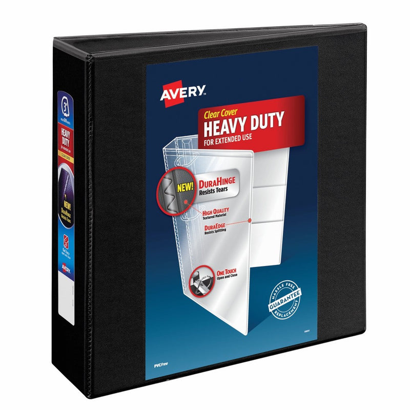 Avery Heavy-Duty View Binder, 3" One-Touch Rings, 670-Sheet Capacity, DuraHinge Black (79693)