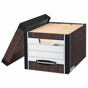Bankers Box R-Kive Heavy-Duty Storage Boxes, Letter/Legal, Woodgrain, 4 Pack (0072506)