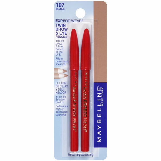 Maybelline Makeup Expert Wear Twin Eyebrow Pencils and Eyeliner Pencils, Blonde Shade, 0.06 oz