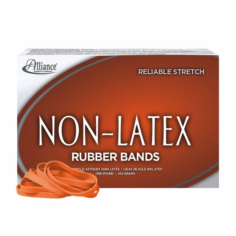 Alliance Rubber 37646 #64 Non-Latex Rubber Bands, 1 lb box contains approx. 380 bands (3 1/2" x 1/4", Orange)