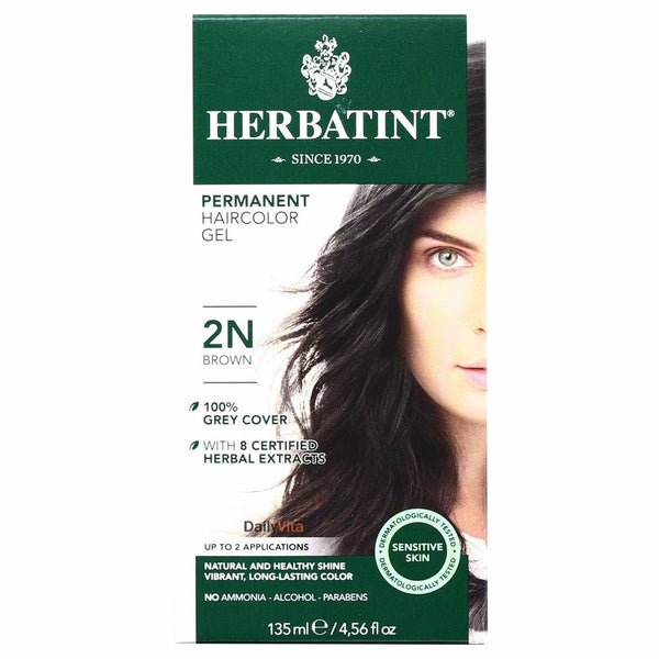 Herbatint 2N Permanent Herbal Brown Haircolor Gel Kit - 3 per case.