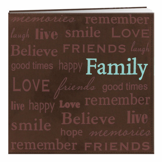 Pioneer 12-Inch by 12-Inch Text Faux Suede Scrapbook, Family