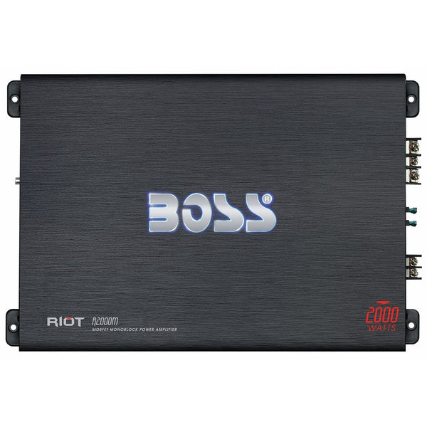 BOSS Audio R2000M - Riot 2000 Watt, 2/4 Ohm Stable Class A/B, Monoblock, Mosfet Car Amplifier with Remote Subwoofer Control