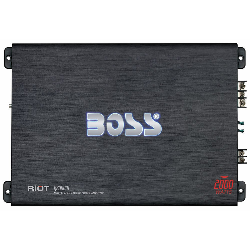 BOSS Audio R2000M - Riot 2000 Watt, 2/4 Ohm Stable Class A/B, Monoblock, Mosfet Car Amplifier with Remote Subwoofer Control