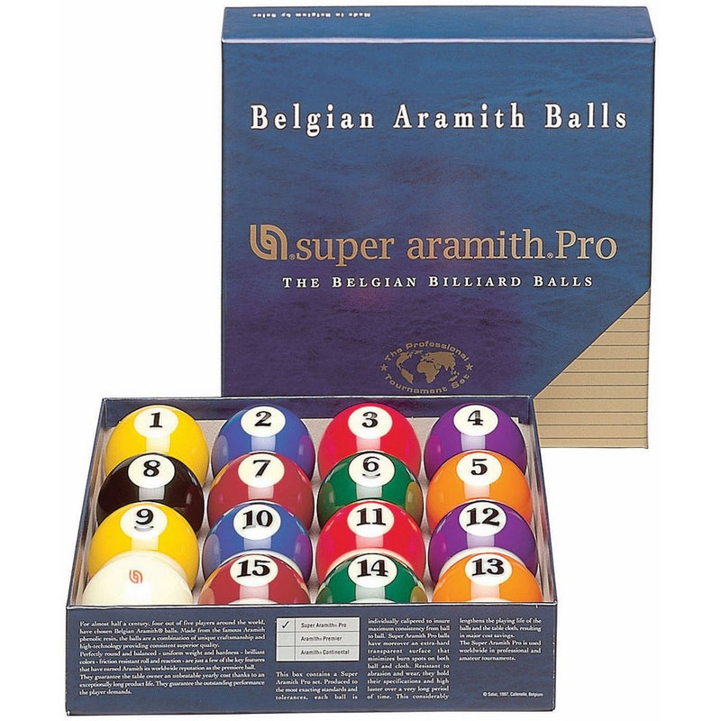 Aramith 2-1/4" Regulation Size Professional Billiard/Pool Balls, Super Aramith, Complete 16 Ball Set