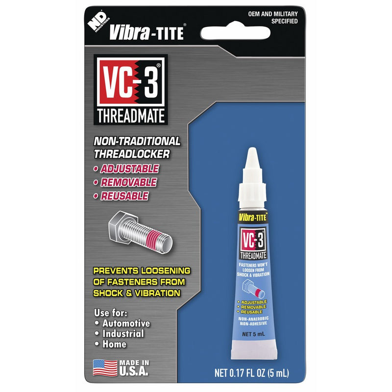 Vibra-TITE 213 VC-3 Threadmate Threadlocker, -65 to 165 Degree F, 5mL Tube, Red