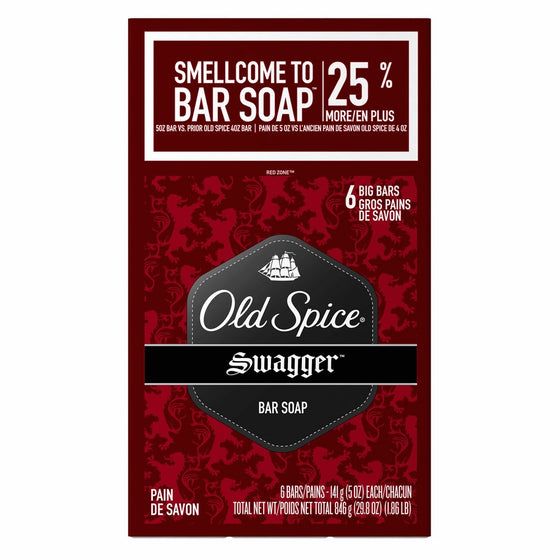 Old Spice Red Zone Swagger Scent Bar Soap Pack Of 6-29.8 Oz