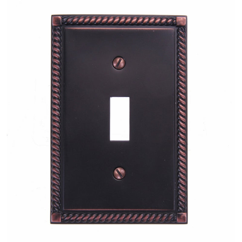 Amerelle 54TVB Georgian 1 Toggle Wallplate, Aged Bronze