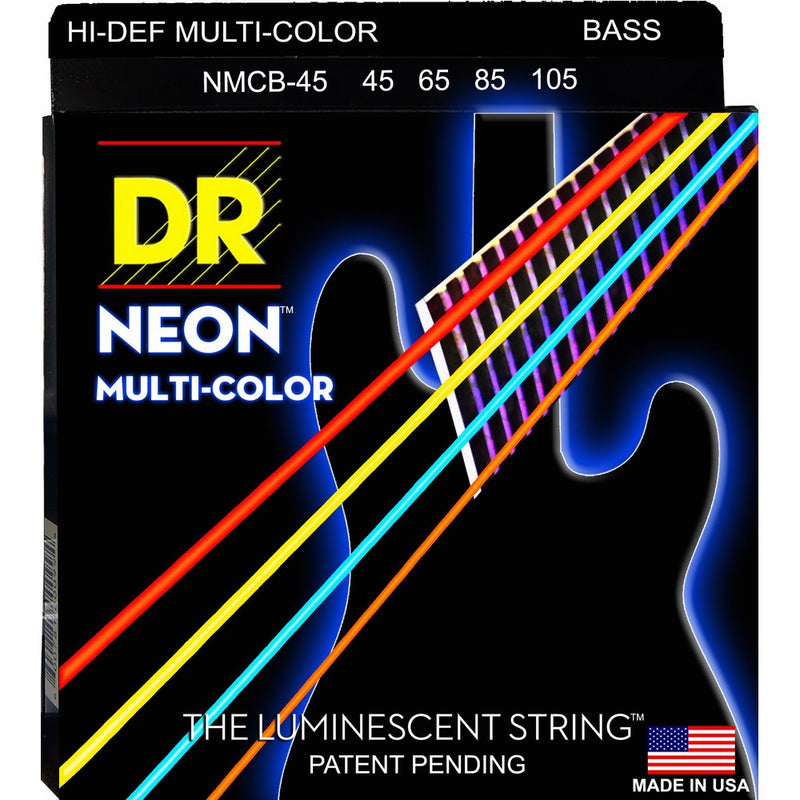 DR Strings NMCB-45 DR NEON 4 Bass Guitar String, Medium, Multi-Color