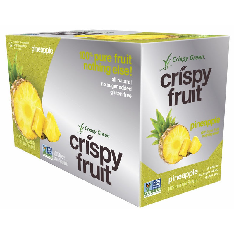 Crispy Green Freeze-Dried Fruits, Non-GMO, Gluten Free, No Sugar Added, Pineapple, 0.36 Ounce (12 Count)