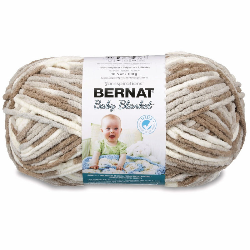 Bernat Baby Blanket Yarn - (6) Super Bulky Gauge - 10.5 oz - Sandcastles - Single Ball Machine Wash & Dry