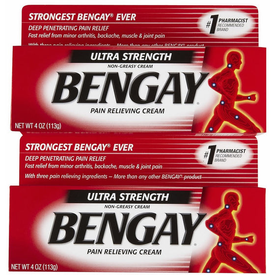 Bengay Ultra Stength Pain Relieving Cream, Non-Greasy-Ultra Strength, 2 pk