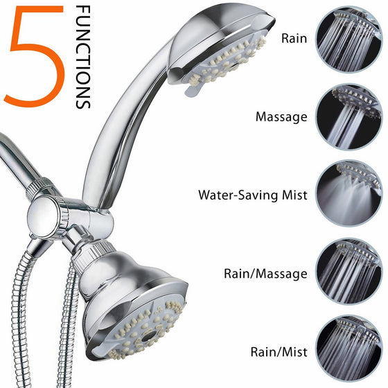 DreamSpa 19-Setting 3 way 2 in 1 Luxury Shower Combo System. Multi Function Shower-Head/Handheld Shower Combo Set by Top Brand Manufacturer