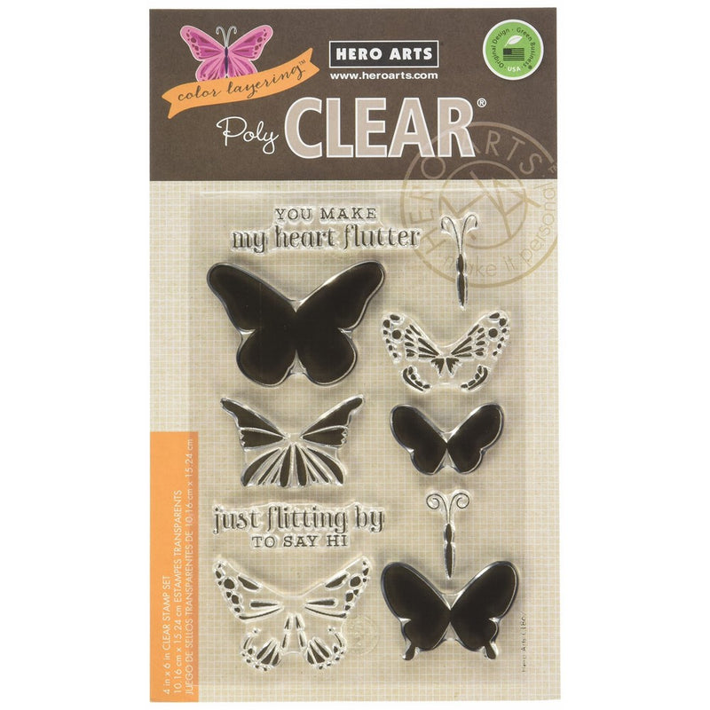 Hero Arts Color Layering Butterflies Clear Stamp Set